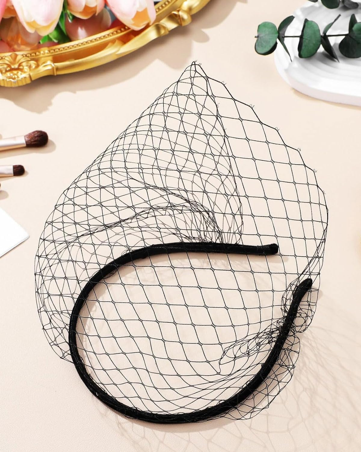 KGDUYC 1 Piece Black Mesh Headband with Veil for Women, Elegant Vintage Veil for Tea Party, Wedding, Bridal Shower and More image number 5