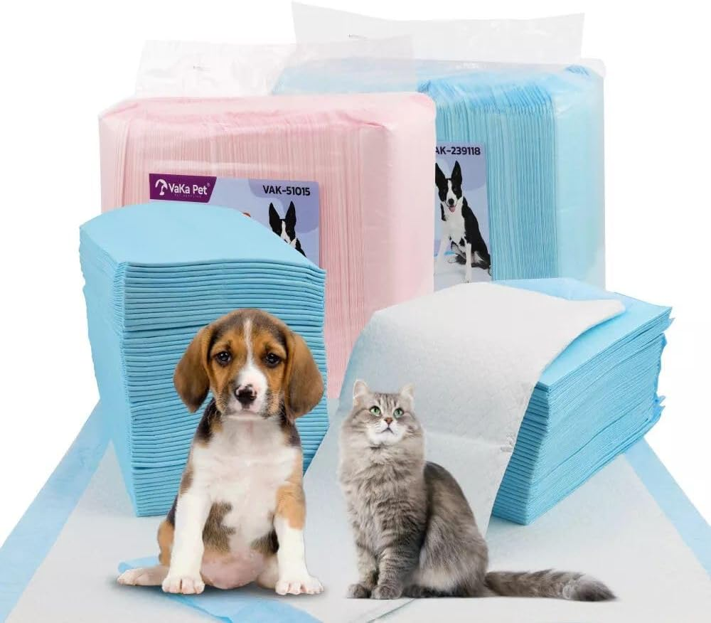 VAKA 105-Piece Pet Training Pads, Value Pack, Disposable Leak-Proof Dog Pee Pads, Fast Drying Pee Mats for Dogs, Cats, Rabbits Pets, 60X60Cm Pink