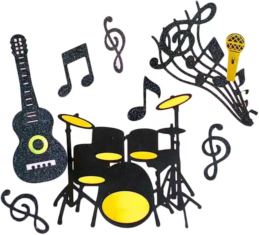 16 Pcs Happy Birthday Cake Toppers Set Musical Notes Cupcake Toppers Music Theme Birthday Party Supplies Musical Instrument Cupcake Toppers for Birthday Musicians Party image number 4