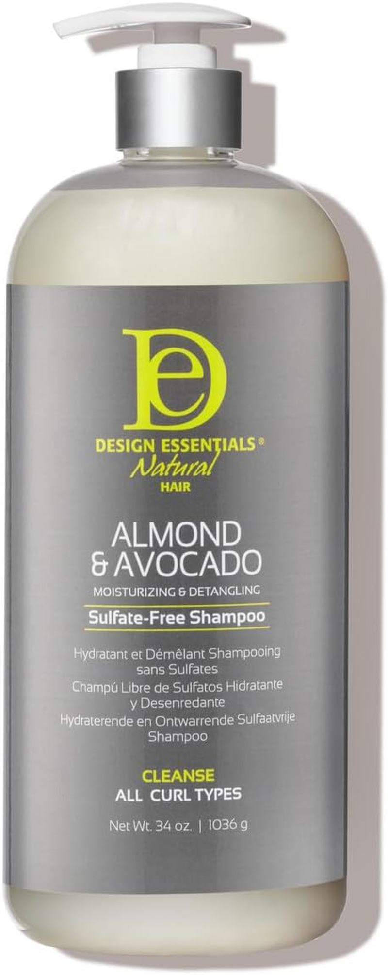 Design Essentials Natural Almond & Avocado Moisturizing & Detangling Sulfate-Free Shampoo, 32 Ounce