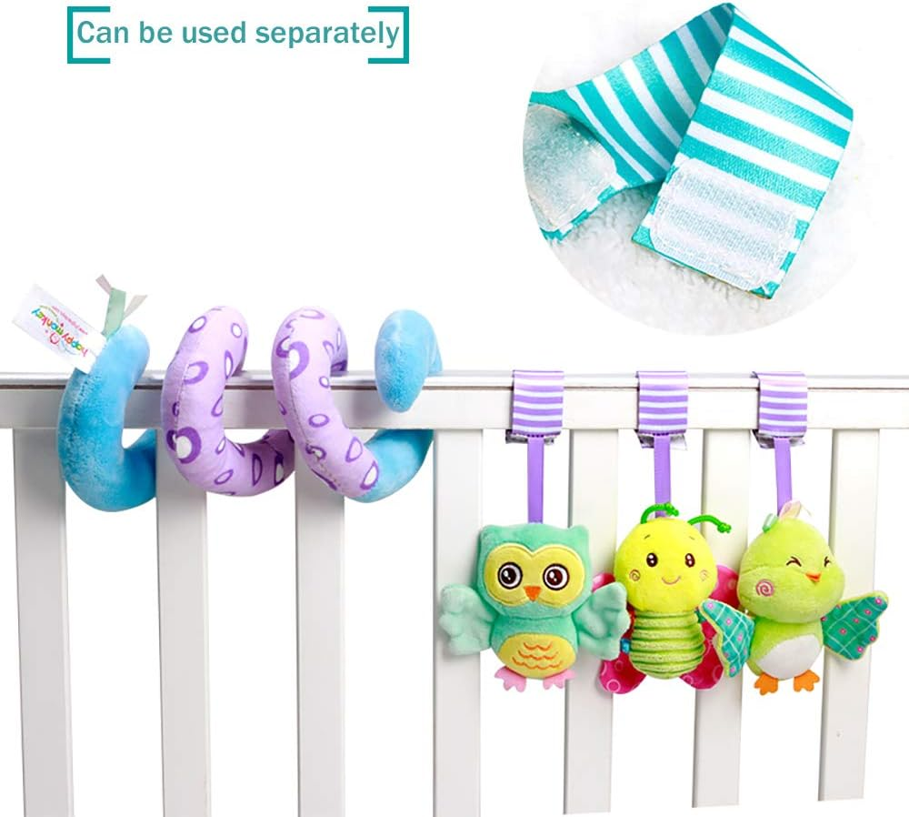 Baby Car Seat Toys with Hangings Rattle, Activity Spiral Plush Stroller Bar Crib Toy Accessories for Boy or Girl(Sky) image number 5