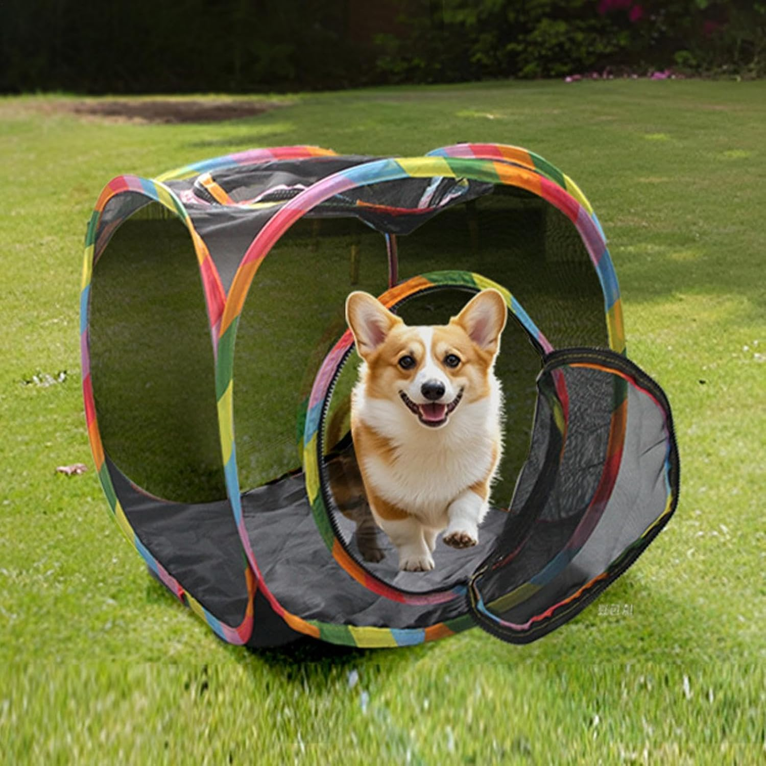 Foldable Pop Open Pet Playhouse, 1Pc Pop Open Design Outdoor Cat Enclosure Play Mesh Cube, Foldable Animal Pop Open Playhouse Cube for Puppy or Kitten image number 2