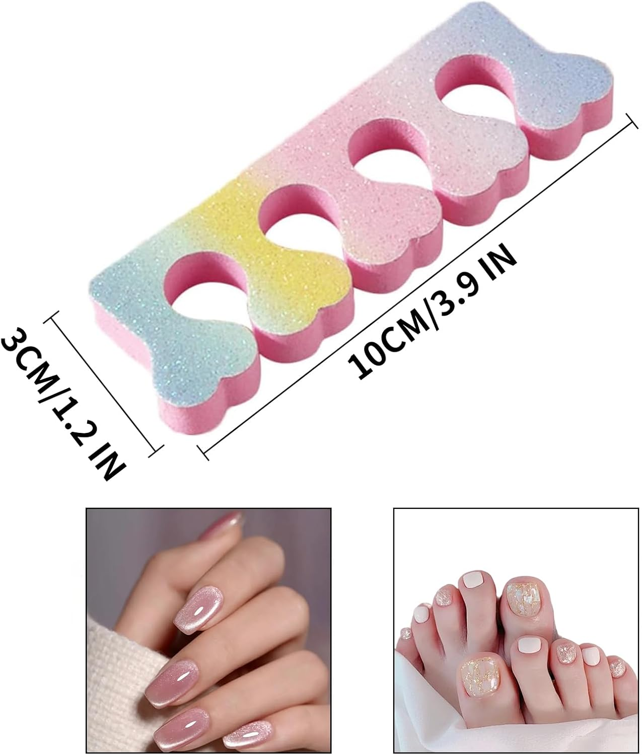 Jrusmr 20 Pcs Soft Foam Finger and Toe Dividers Manicure & Pedicure Tools for Men and Women-Ideal for Nail Art and Foot Care image number 6