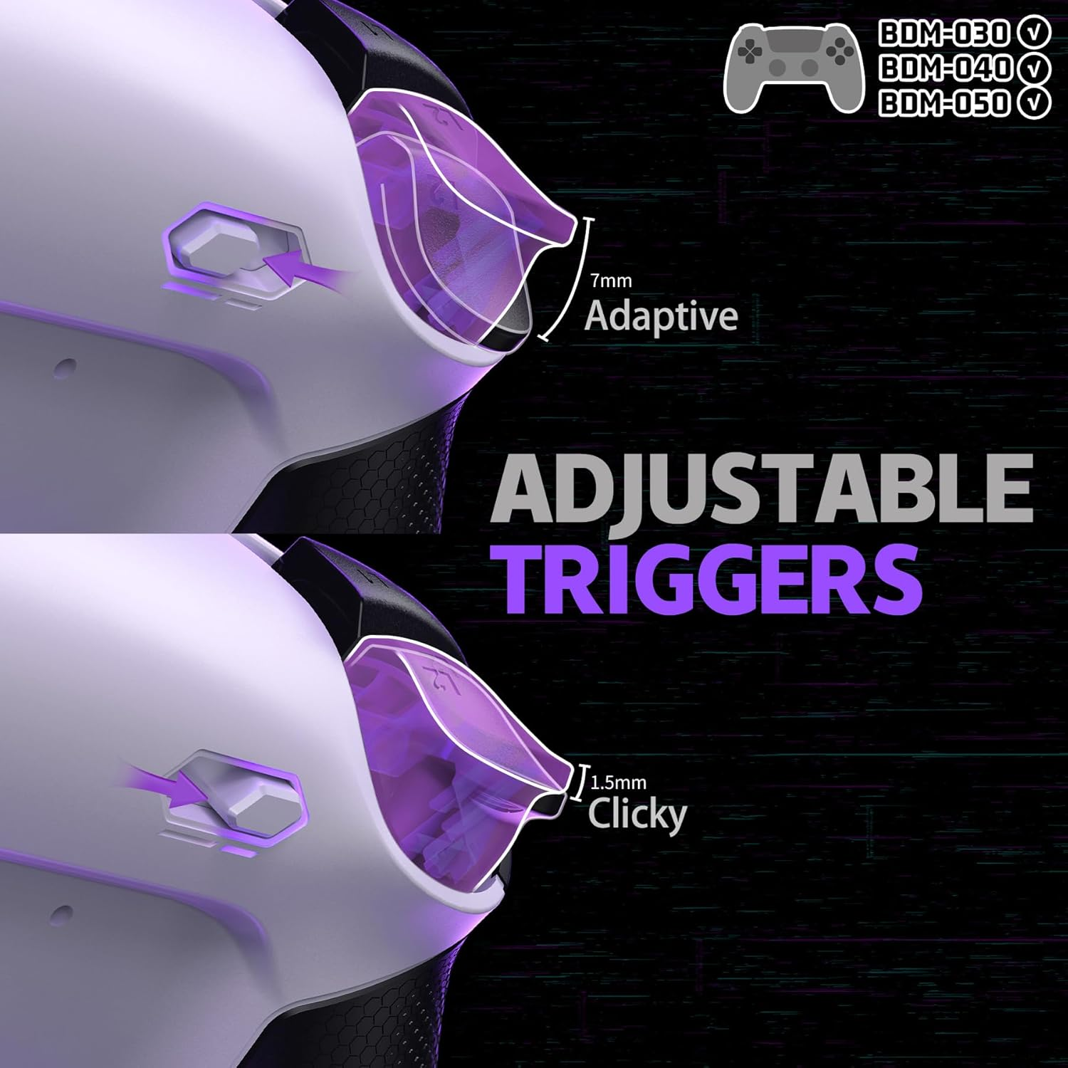 Extremerate RISE4 plus MAX RMB Back Paddles Kit with Clicky Trigger Stops & Rubberized Grip for PS5 Controller BDM-030 040 050, Remappable Real Metal Back Buttons Kit for PS5 Controller &ndash; White Black image number 3