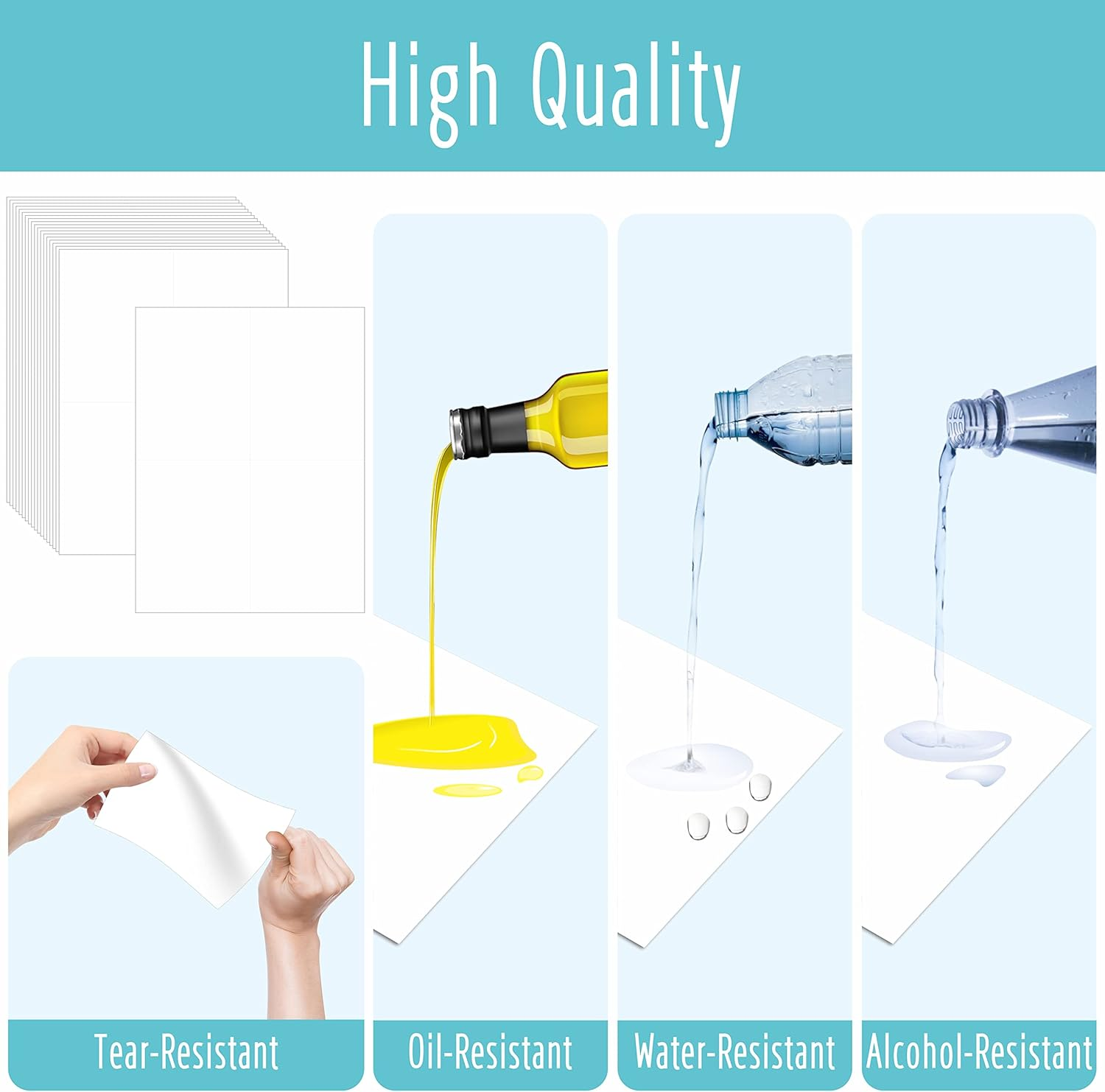 80 Large Size Removable Customizable Blank Labels, Water/Oil/Tear Resistant, No Residue for Home Organization Projects, Bins, Kitchen Storage Containers, Desk Items(6&rdquo;X 4&rdquo;) image number 3