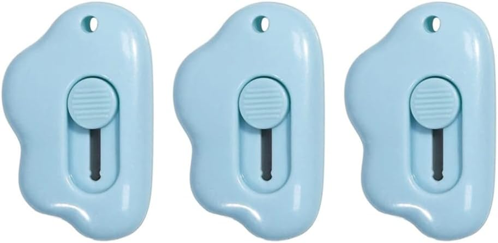 Small Box Cutter, 6 Pcs Cloud Shape Mini Safety Blade Box Opener, Retractable Utility Knife for Card, Parcels and Wrapping Paper (Pink+Blue+White)