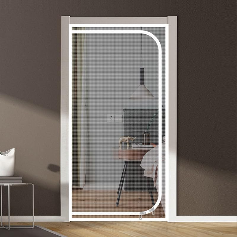 Cat Net for Balcony with Zip, Pet Screen Door, Prevent Cats from Running, Cat Mesh Door Screen for Living Room, Bedroom, Kitchen, 90 X 210 Cm (White-90 X 210 CM-A) image number 5