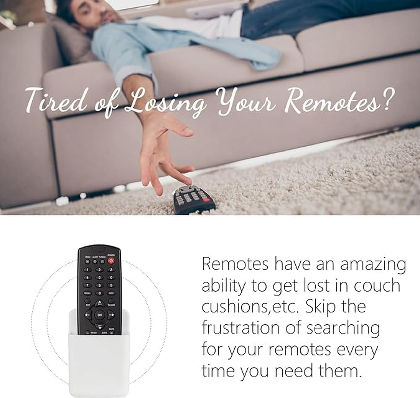 8 Pcs Remote Control Holder Wall Mount, TV Controller Holder, Self Adhesive Remote Holder, Wall Pen Holder Storage Accessories for Home Office School (White)