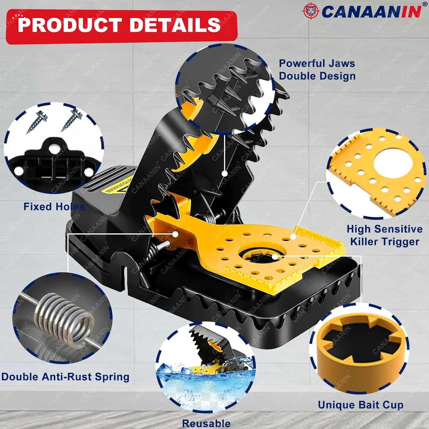 Rat Trap Mouse Trap That Work Multi Heavy-Duty Reusable Indoor-Outdoor Snap Trap Quick Effective Sanitary Safe, Pest Control for Rodent Mouse Mice (Upgrade Lage 6Pack) image number 3