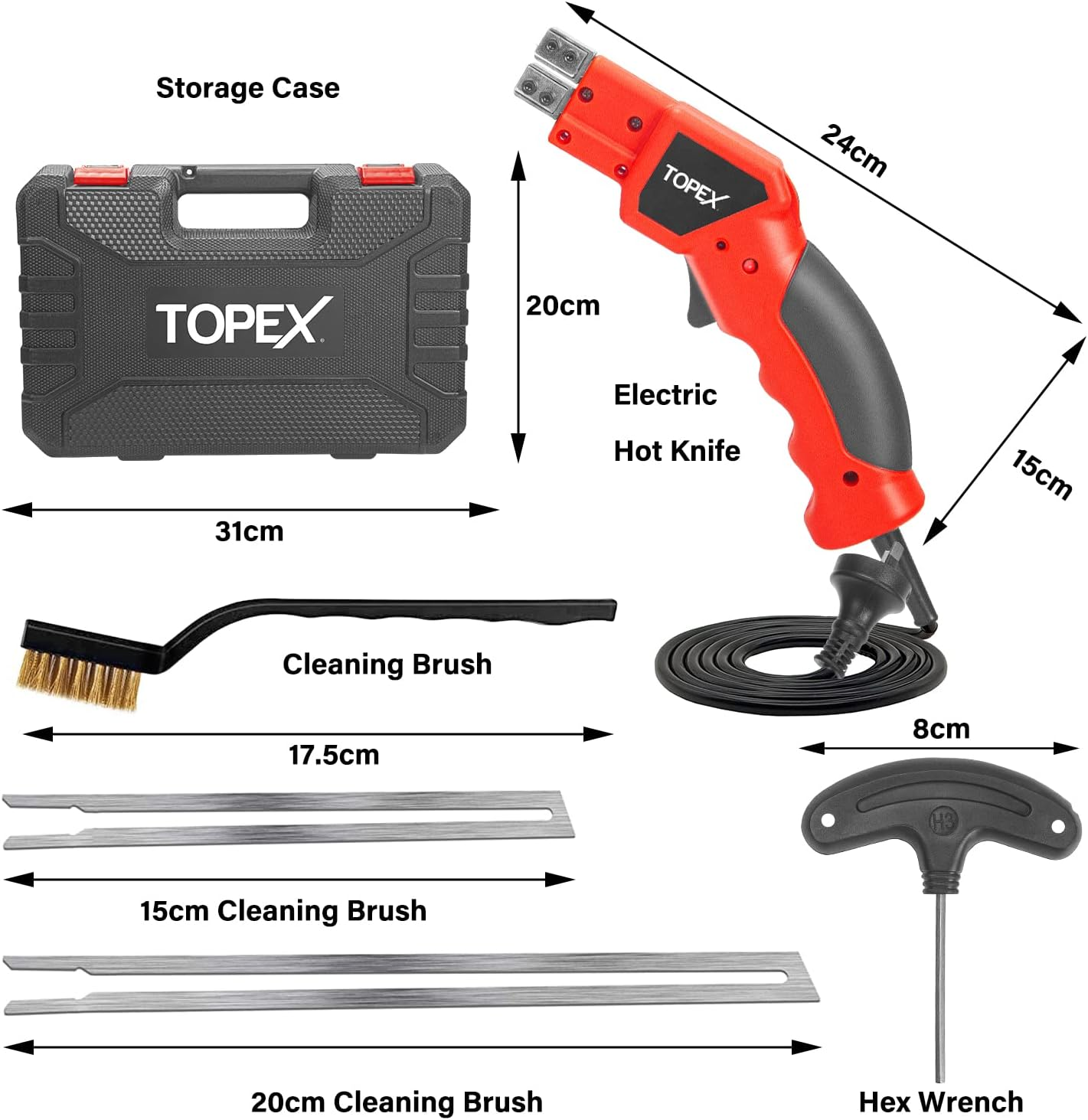 TOPEX 150W Electric Hot Knife Heavy Duty Foam Cutter Hot Knife Cutter Foam Board Cutter Tool Styrofoam Foam Cutting Machine W/Blade Storage Case for Foam Board Insulation image number 5