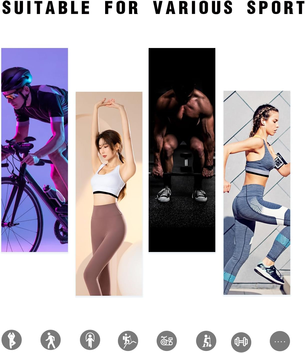 Fitcent Adjustable Soft Belt Heart Rate Monitor Chest Replacement Strap Only Compatible with MYZONE Switch, Black, M-XXL image number 3