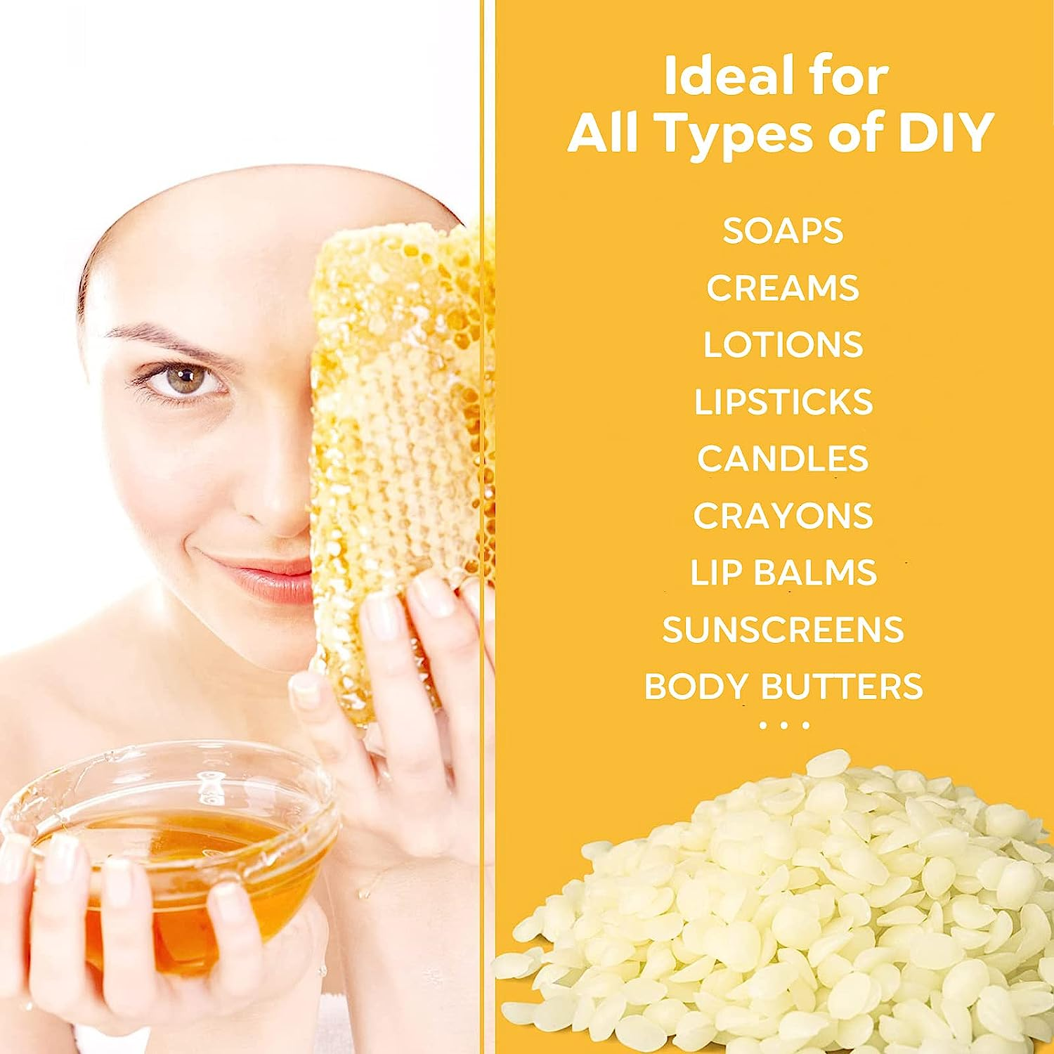 NUFECARG Beeswax Pellets 2LB(32 Oz), 100% Organic Bees Wax, Triple Filtered Beeswax for DIY Candle, Hair Care, Lotions, DIY Creams, Lip Balm and Soap Making Supplies