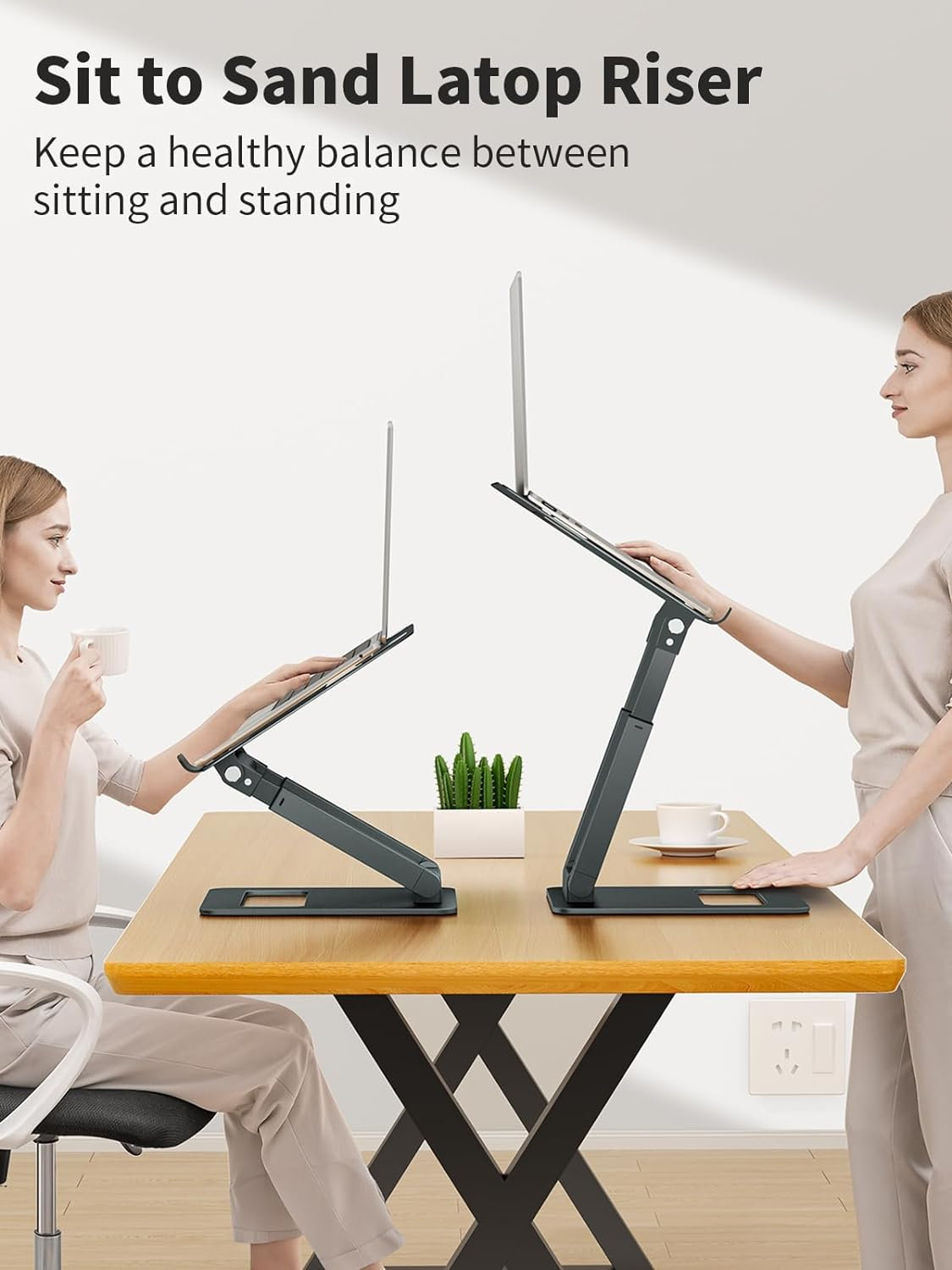 Tounee Laptop Stand for Desk Adjustable Height, Telescopic 360 Rotating Pull Out Design Ergonomic Laptop Riser Fits All Laptops