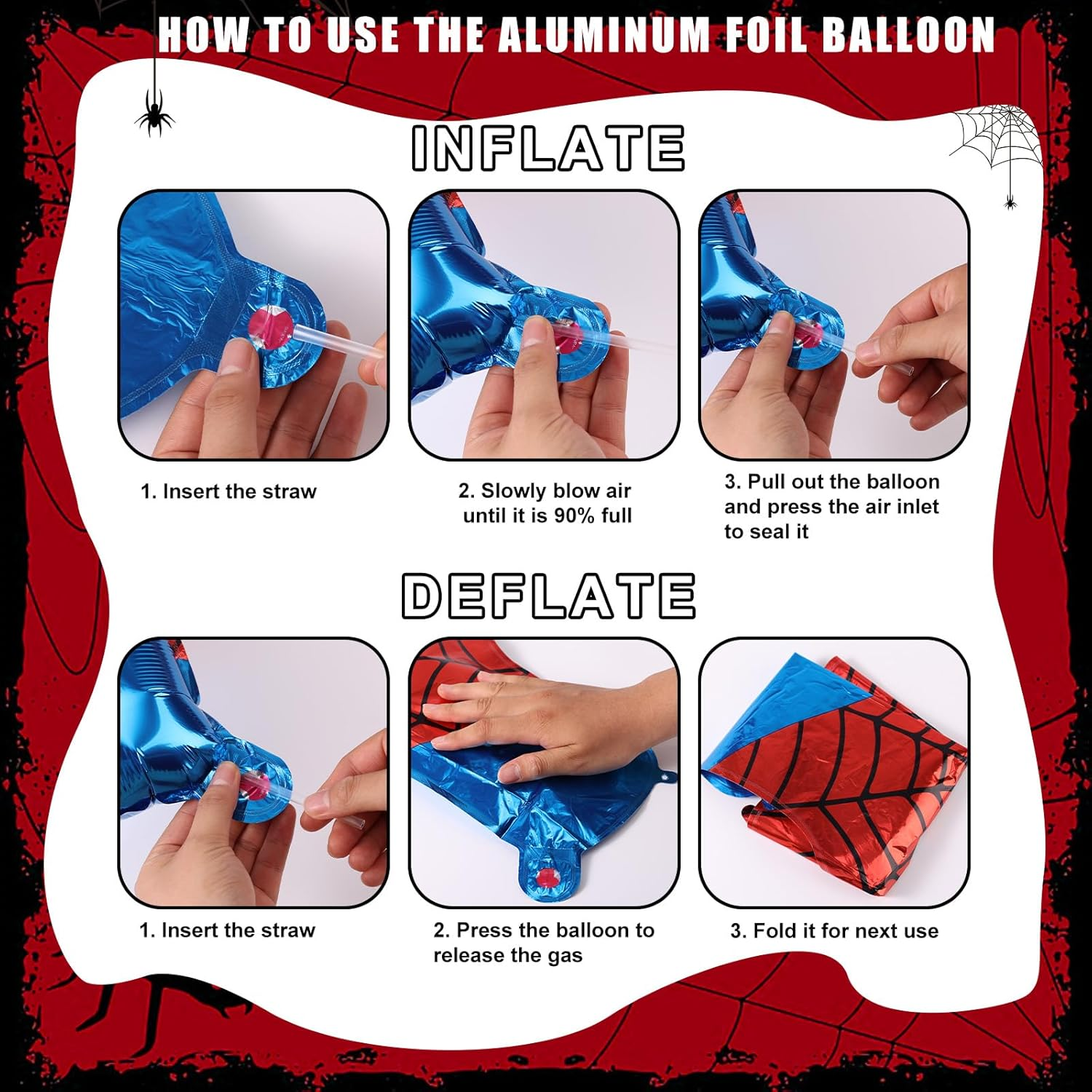 Spider Theme Party Decorations Kit, Includes Letter Banner Number Balloon Web Backdrop Hanging Curtains Multi-Size Balloons for Boys Girls Baby Shower Decor (Number 3) image number 4