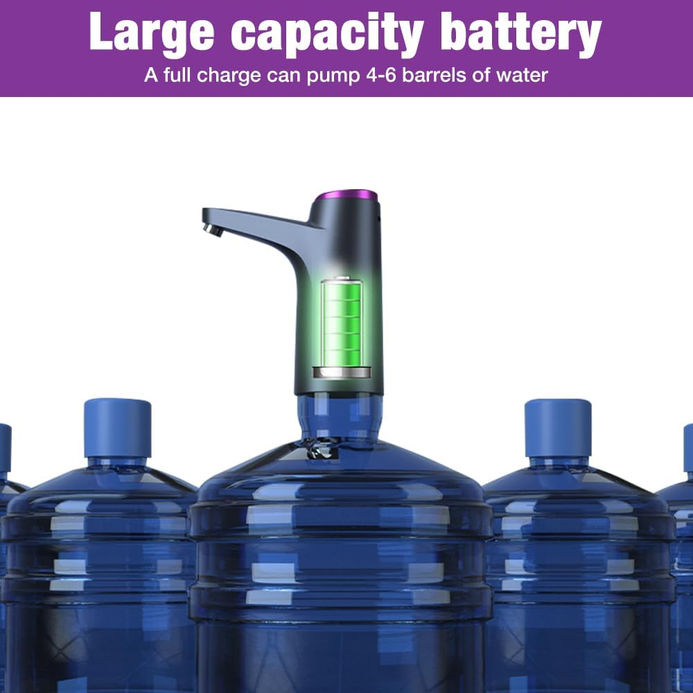 LYPPUL Electric Water Dispenser, USB Charging Automatic Drinking Water Pump, 5 Gallon Water Pump for Water Bottle, Rechargeable Water Dispenser for Home, Camping, Office, Kitchen, School image number 1