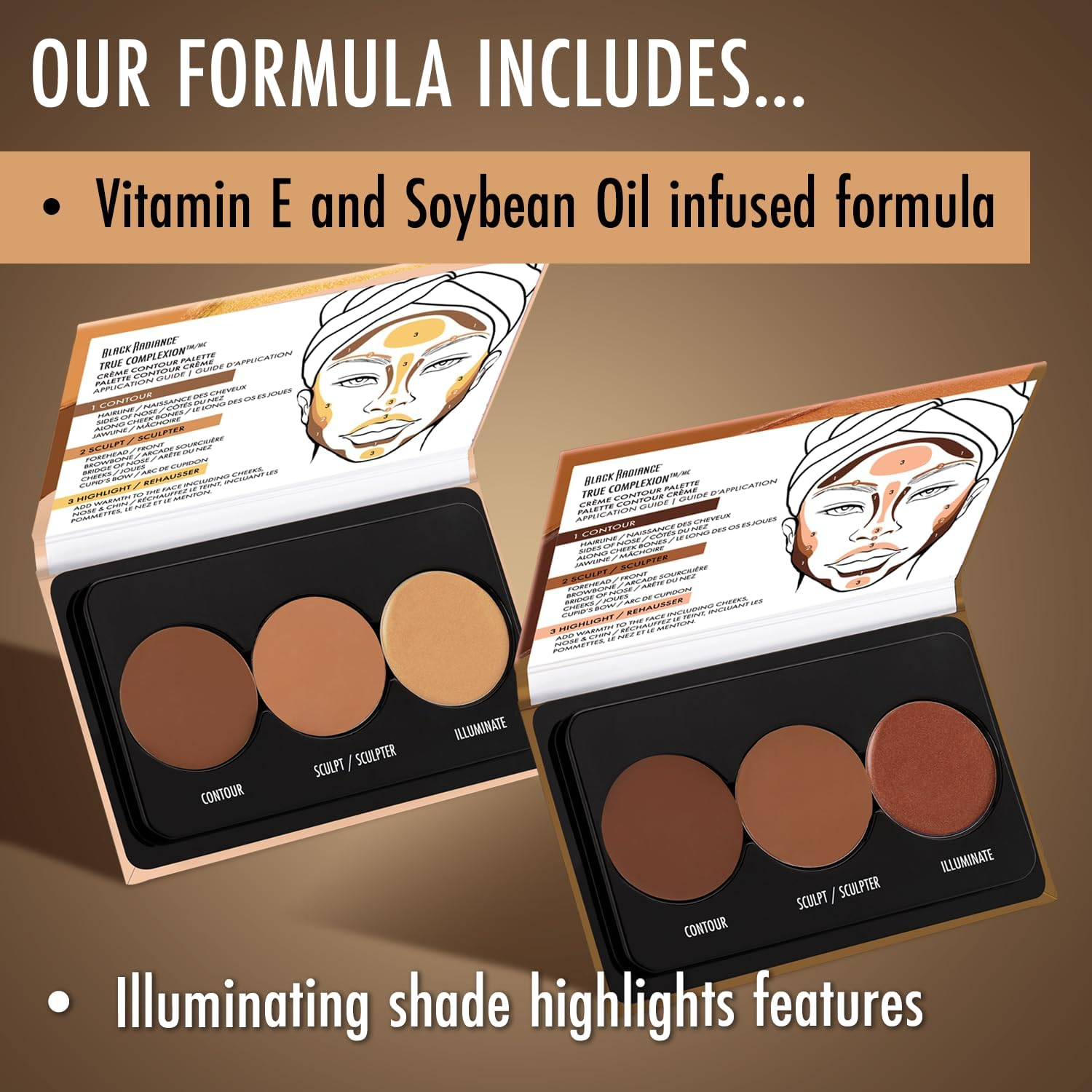 Black Radiance True Complexion Creme Contour Palette, Medium to Dark, 7.5 Gram image number 5