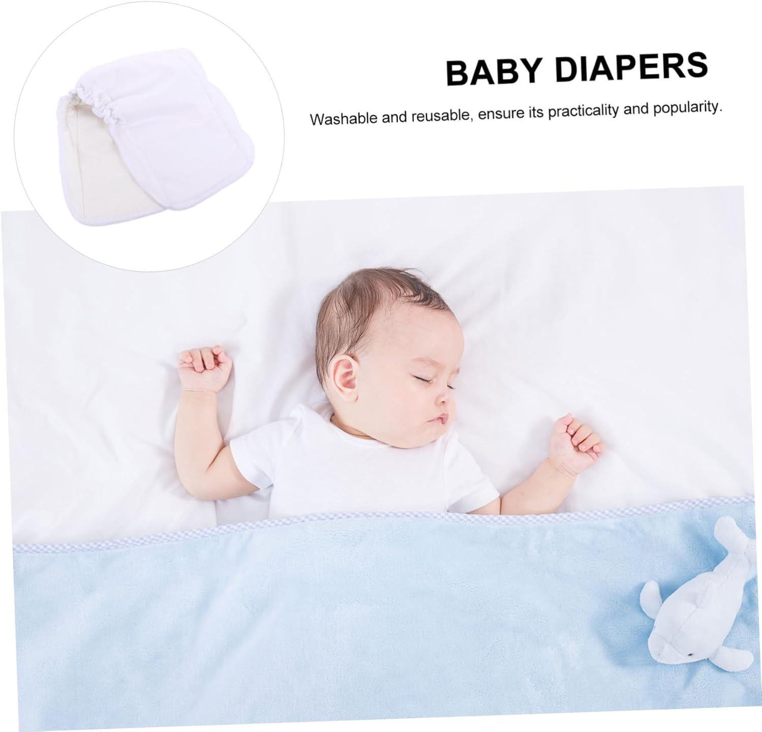 6Pcs Bamboo Cotton Diapers Cloth Reusable Washable Inserts Liners Diaper Pads for Newborn image number 5