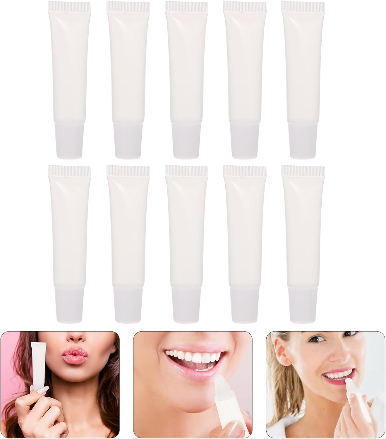 WOONEKY 10Pcs Empty Lip Gloss Tubes Refillable Lipstick Holders Transparent Travel Containers for Lip Gloss Oil and Liquid Storage