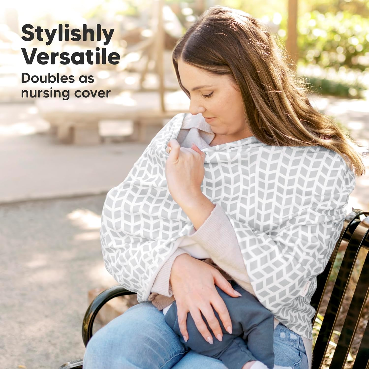 Car Seat Cover for Babies - Breathable Baby Car Seat Canopy for Spring, Autumn, Winter, Universal Stretch Fit Carseat Covers for Babies, Boys, Girls, Multi-Use Nursing Cover for Breastfeeding (Kite) - Kite image number 2