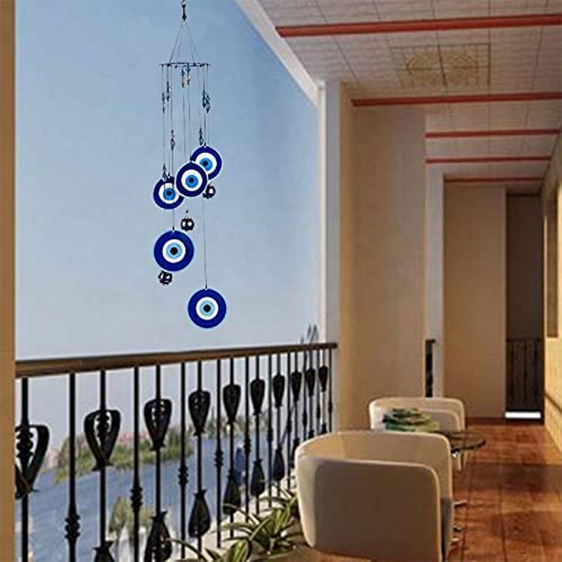 Wind Chimes Evil Eye Wall Hanging Decoration Hanging Bell Chimes Ornament for Home Garden Yard (Evil Eye) image number 1