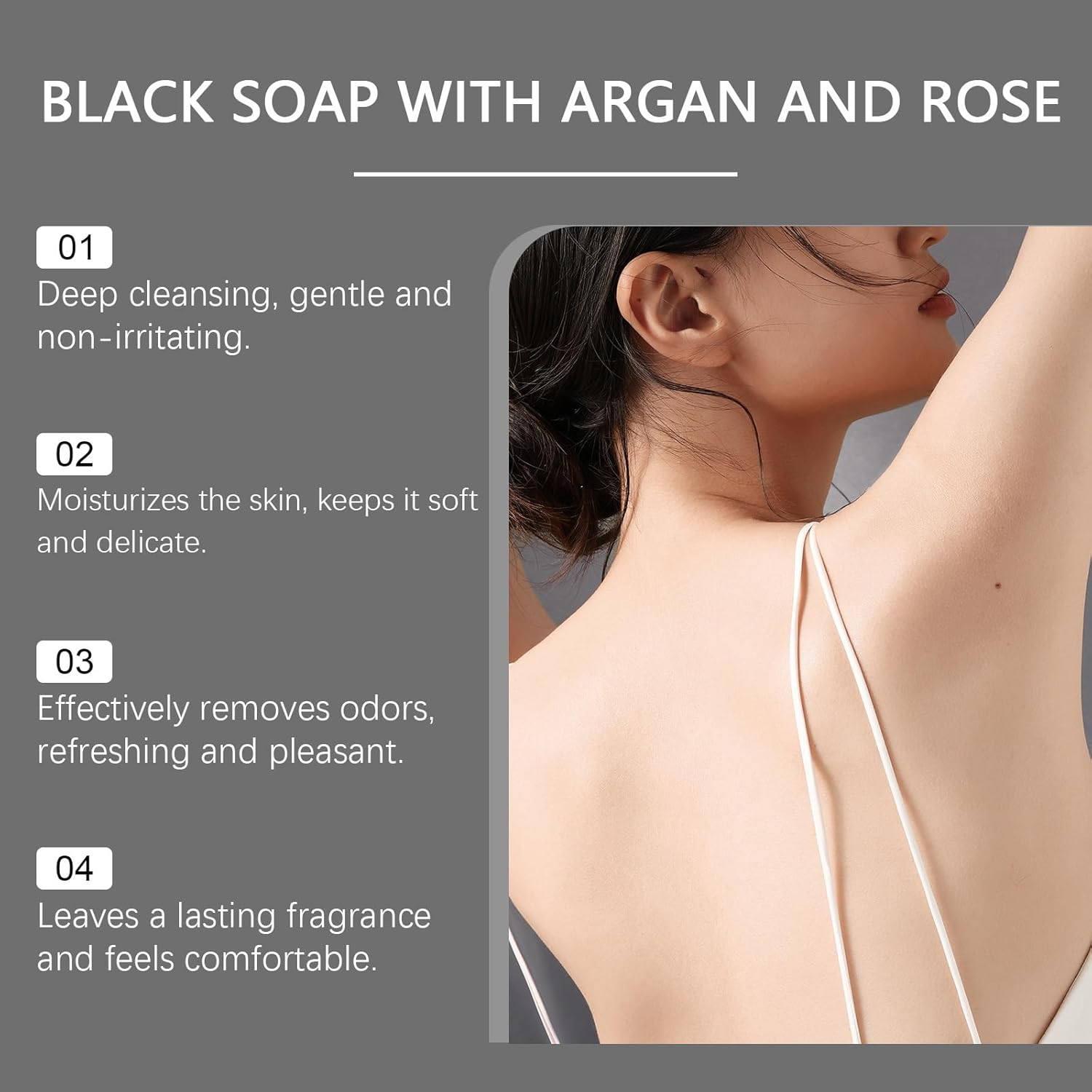 Morocco Black Soap &ndash; Exfoliating Body Scrub Bar with Argan and Rose for Deep Cleaning, Natural African Black Soap Suitable for All Skin Types (01) image number 5