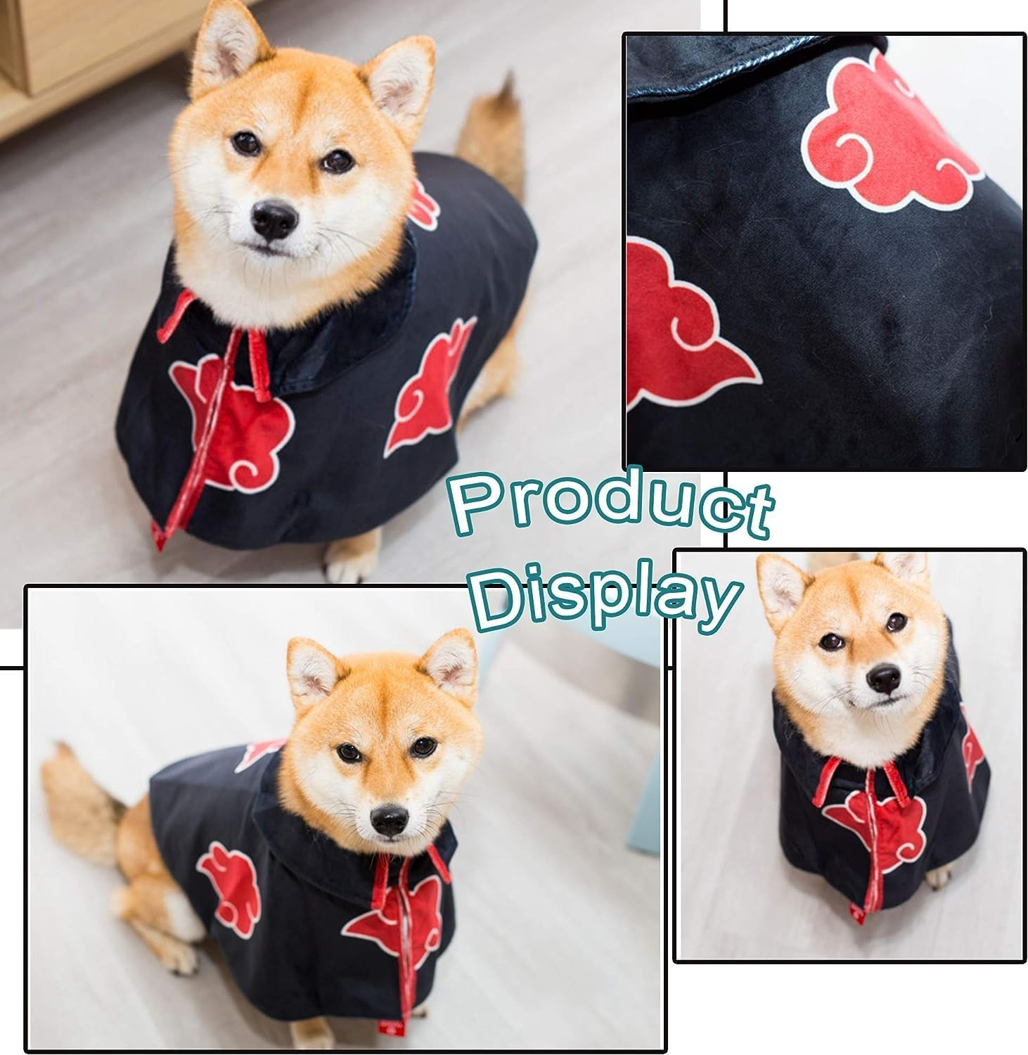 Cat Cloak Costume Anime Halloween Pet Clothes Puppy Cosplay Plush Ninja Cloak Christmas Cute Party Dog Cape Dressing up Gift(Black) image number 3