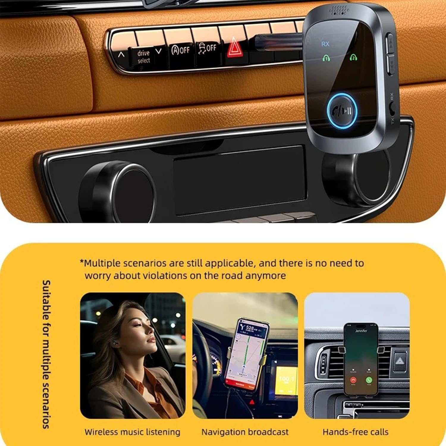 Wireless Transmitter Receiver,Audio Aux Receiver | Double Stream Multipoint 2 in 1 R Wireless Transmitter Receiver,Aud Hifi LCD Screen for Music Game Consoles Tvs Speakers Cell Phones Pc Car Home Gym image number 4