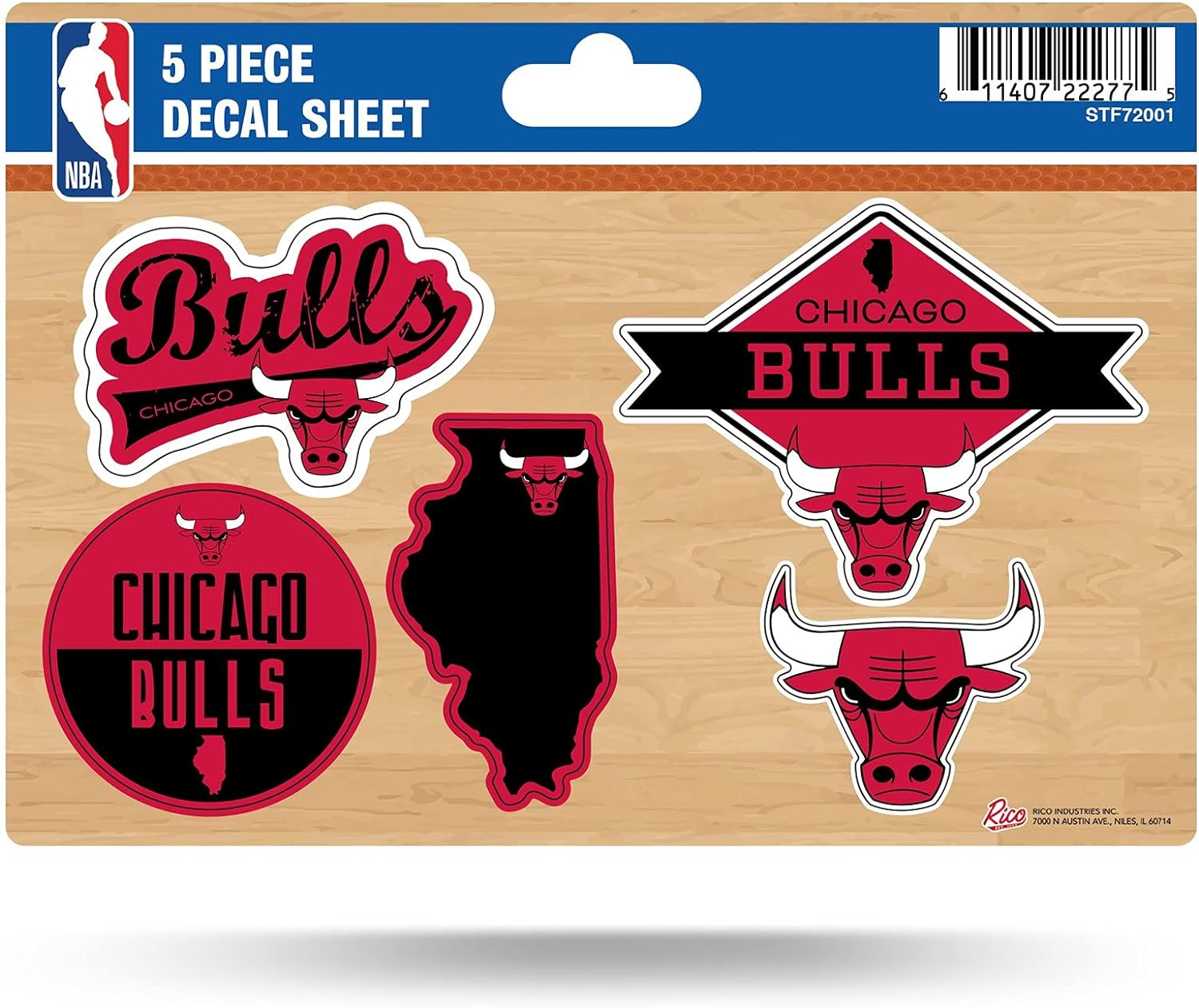 Rico Industries NBA Chicago Bulls 5-Piece Die-Cut Decal Sheet image number 4