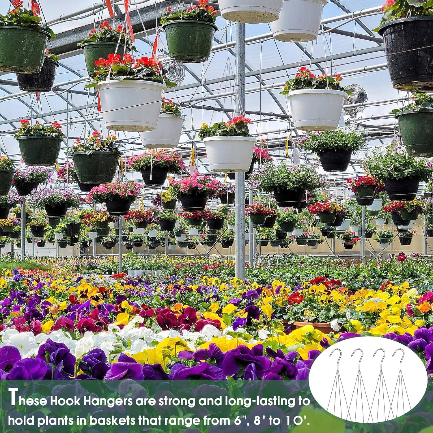 10 Pack 24 Inches Strong Wire Plant Hangers for Hanging Baskets 4 Orchid Hanging Basket Wire Metal Hook Hanger for Greenhouse Supplies Gardening Indoor Outdoor Patio Hook Flower Pot Basket image number 5