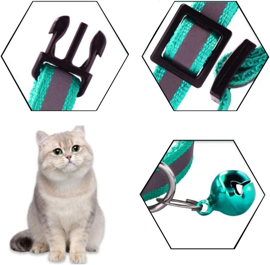 Cat Collars Breakaway with Bell, Wanfoou 12 Pack Reflective Cat Collar with Bell, Reflective Safety Buckle Kitten Collar, Ideal for Girl Cats Male Cats and Puppy Pet Supplies image number 3