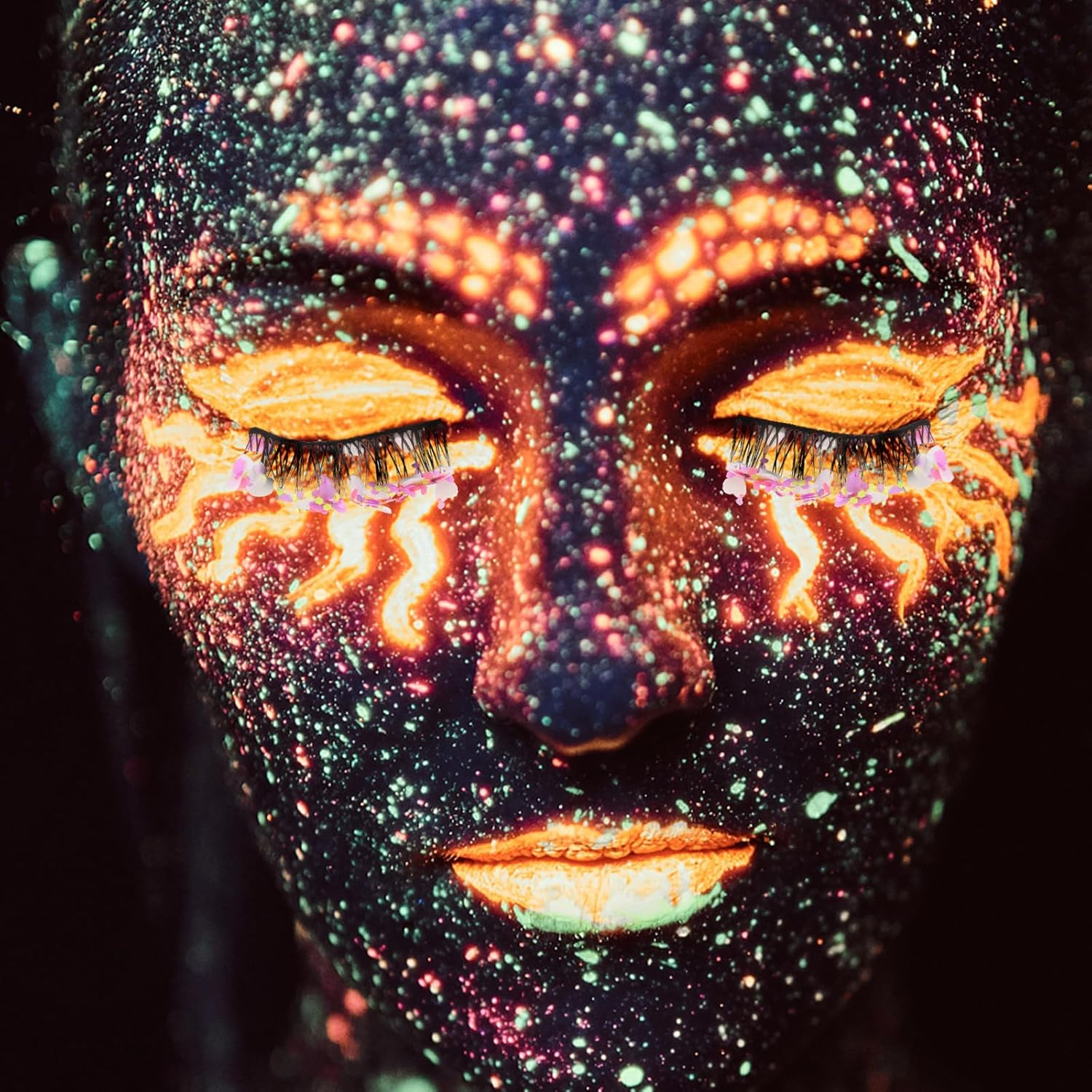 DECOMELODY Colored Glitter False Eyelashes Decorative Lashes with Luminous Stage Makeup for Festival Party Use image number 3