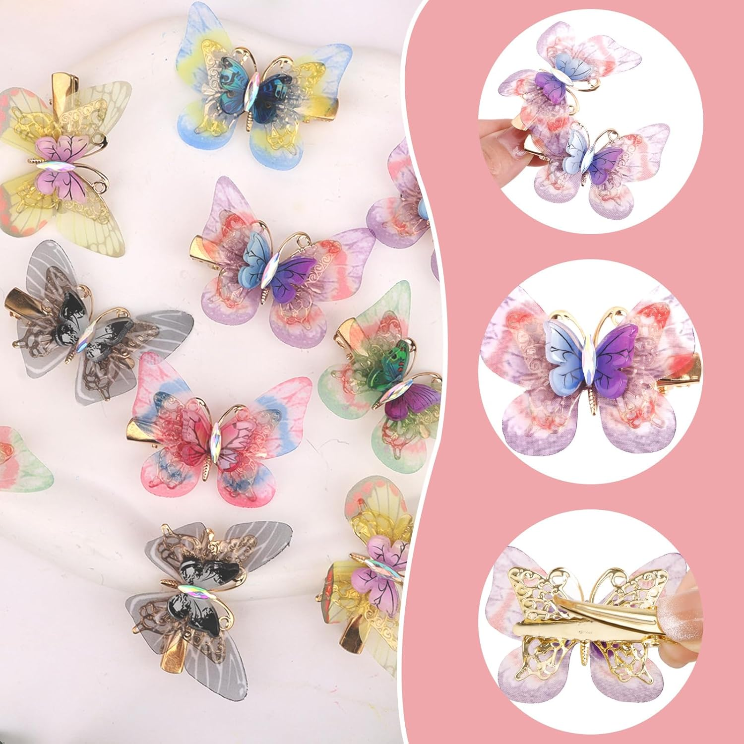 Bumlofa Pack of 12 Colourful Butterfly Hair Clips, Hair Clips, Girl'S Favourite Hair Clip for Party, School and Everyday Life