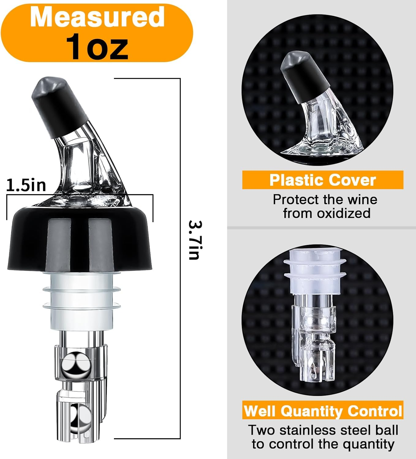 Automatic Measured Bottle Pourer - Quick Shot Spirit Measure Pourer Drinks Wine Cocktail Dispenser Home Bar Tools - 1Oz/30Ml (24 Pack) - 10 Pack image number 2
