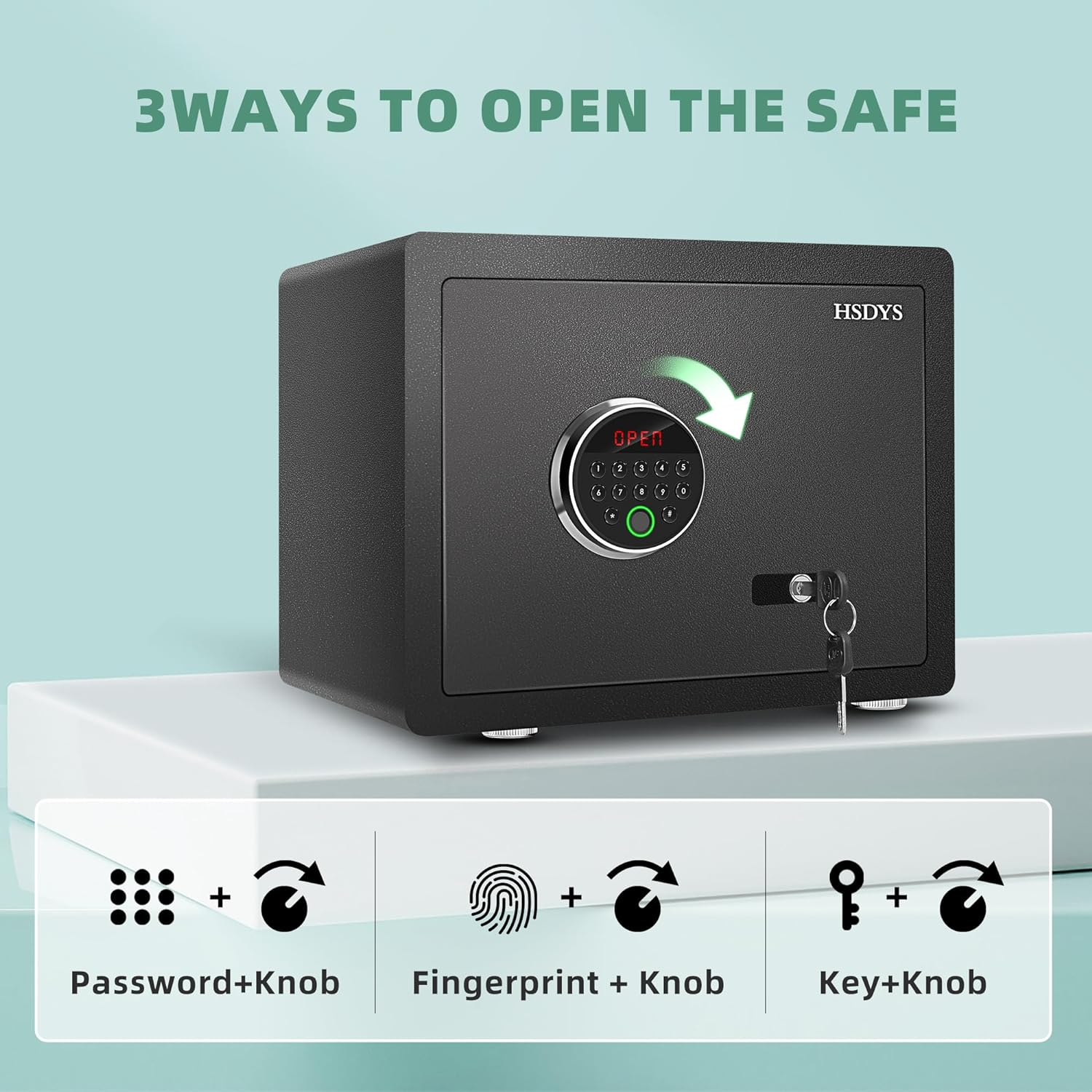 HSDYS Biometric Fingerprint Safe-1.2 Cubic Feet, Home Safe Box with Digital Keypad,Security Safe and Steel Lock Box for Home,Office and Hotel&hellip; image number 3