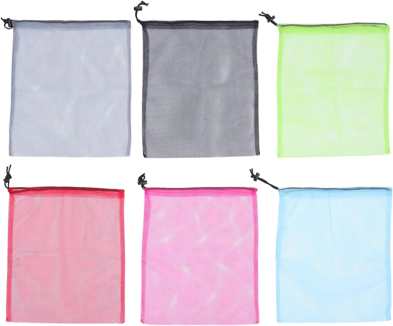 Ciieeo 6Pcs Drawstring Mesh Storage Pouches for Sports Yoga Travel Daily Use Random Colors Chic Functional Drawstring Bags for Outdoor Activities Organizing Essentials image number 6