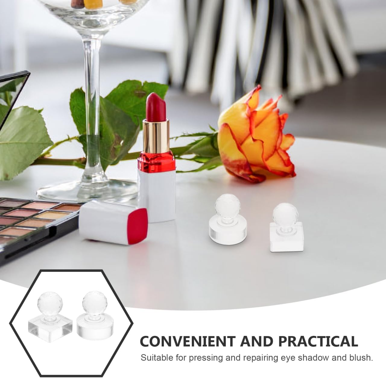 FOMIYES Eyeshadow Pressing Tool Set 2Pcs Square round Molds Repair Makeup Tool for Eyeshadow image number 4