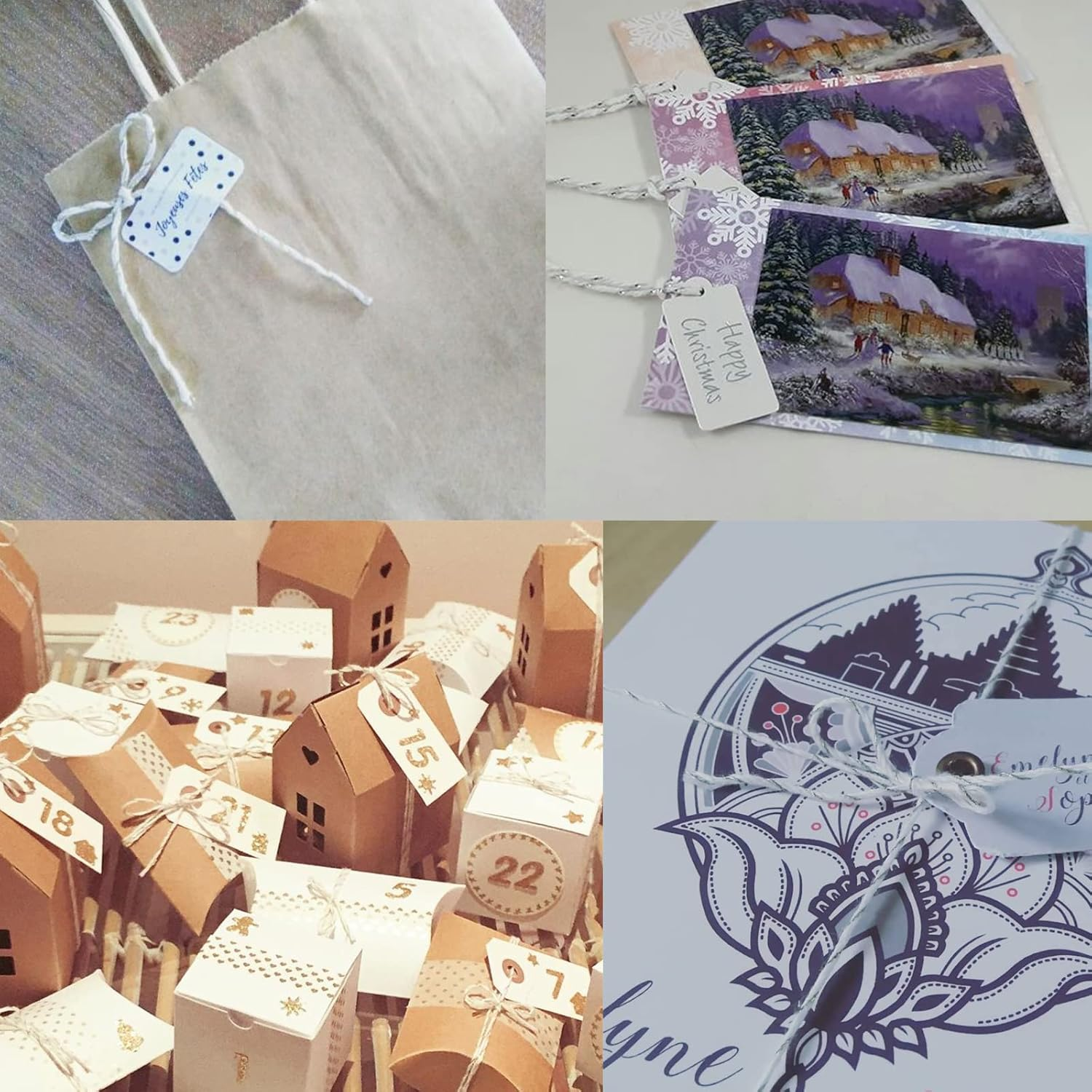 Anwyll Gold Silver Twine String - 656Ft 2MM Christmas Twine String Cotton Bakers Metallic Gold and Silver Twines Strings for Crafts Ornament Gift Wrapping Christmas Holiday Home Decoration - Gold And Silver image number 5