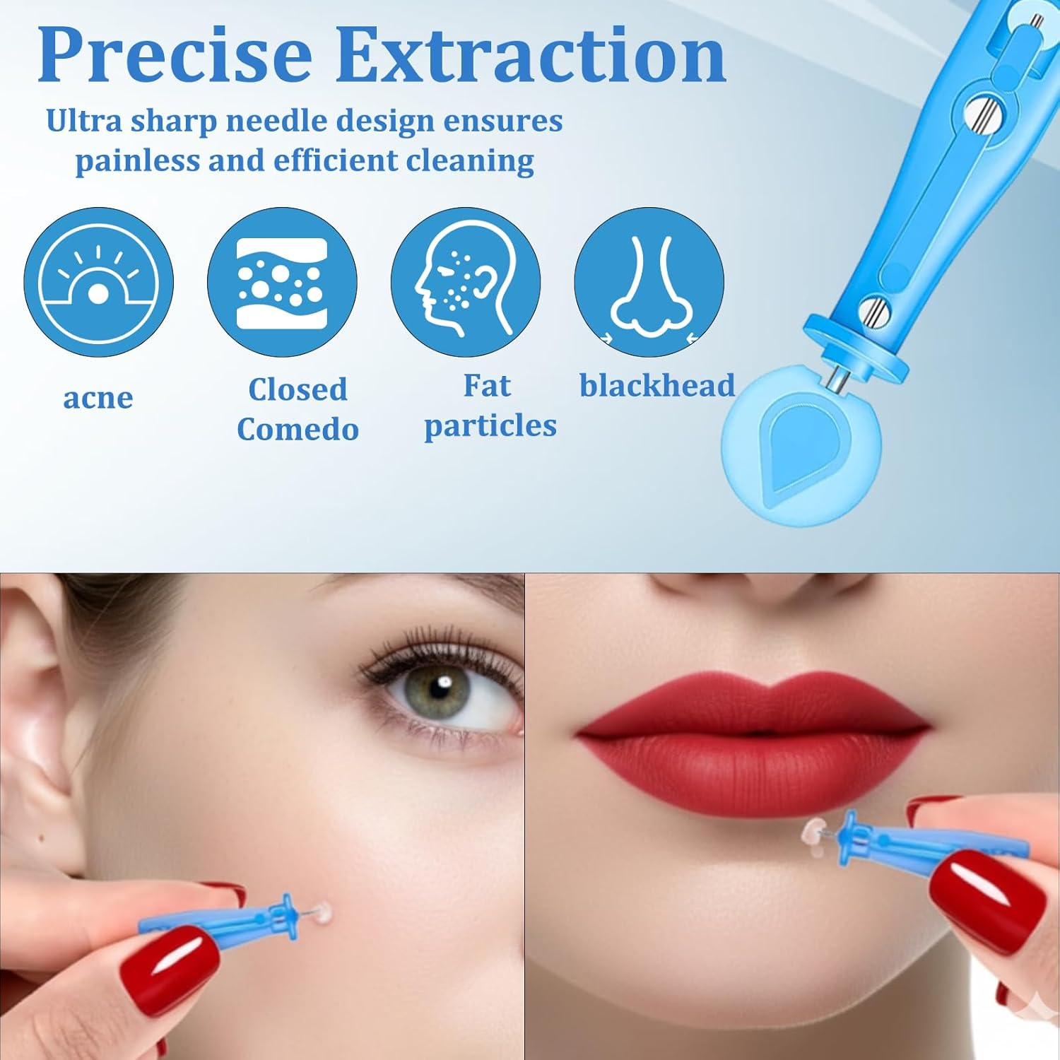 100 Pieces Blackhead Remover Tool, 2 Boxes Pimple Popper Kit, Skin Care Tools for Blackhead and Pimple Removal, Skin Control and Care Essentials image number 1