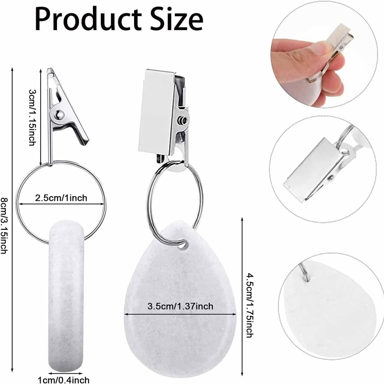 8 Pieces of Tablecloth Weights, Tablecloth Pendant, Outdoor Tablecloth Weights, Tear Drop Marble Tablecover Weights, Stone Table Scale, Family Dining Table Decoration, Metal Clotheslinger image number 5