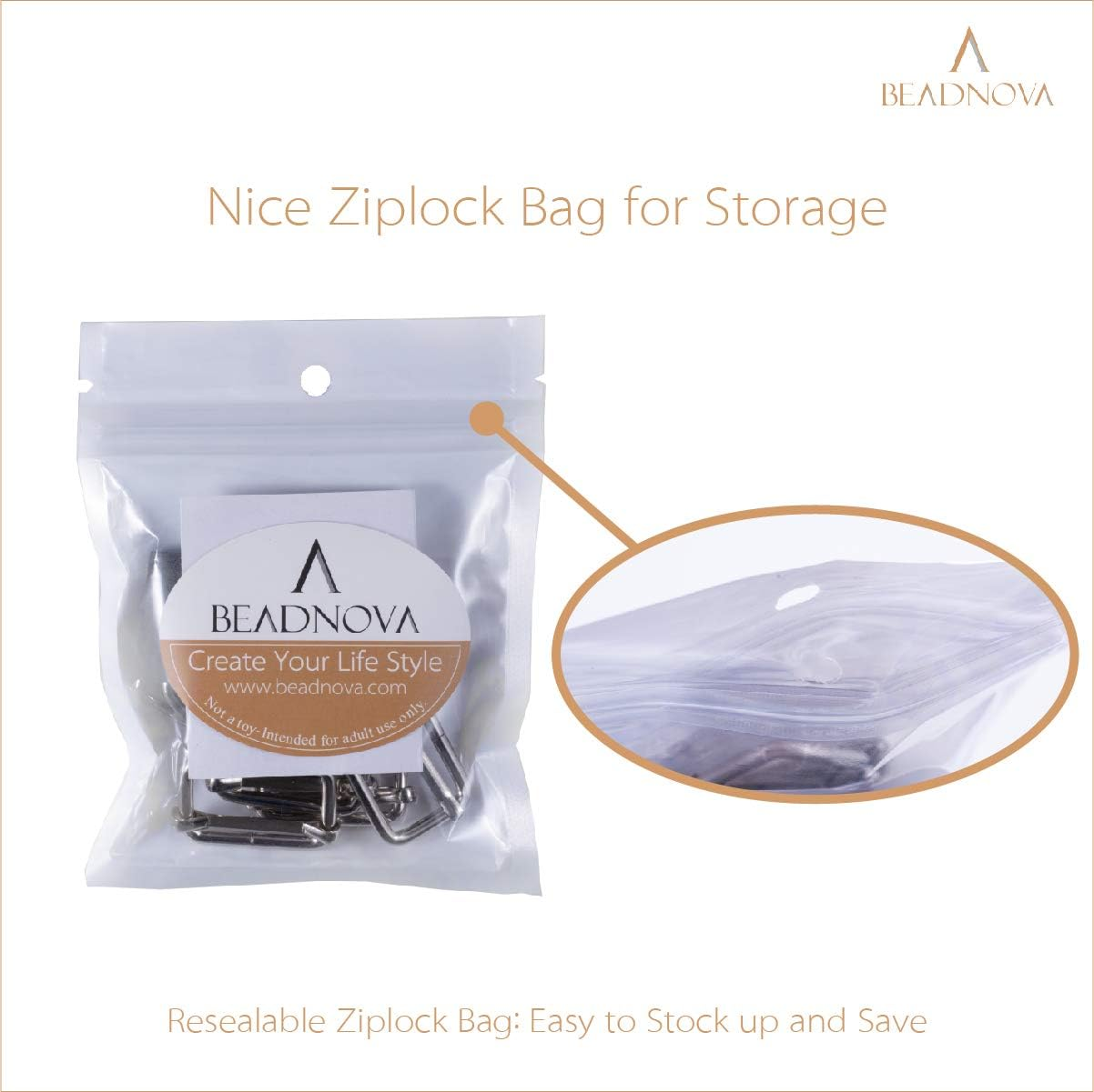 BEADNOVA Metal Rectangle Adjuster Triglides Slides Buckle, Roller Pin Buckles Slider Strap Adjuster for Belt Bags DIY image number 4