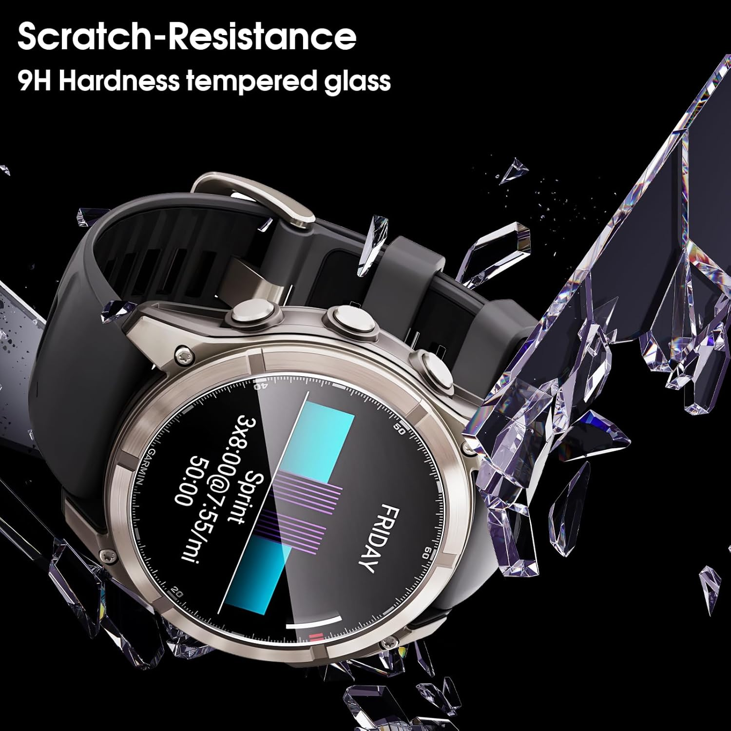 QULLOO Pack of 3 Screen Protectors for Garmin Fenix 8 Pro AMOLED 51 Mm for Tempered Glass, 9H Anti-Scratch Screen Protector, Waterproof Tempered Glass Film, Most Durable Screen Protectors image number 4