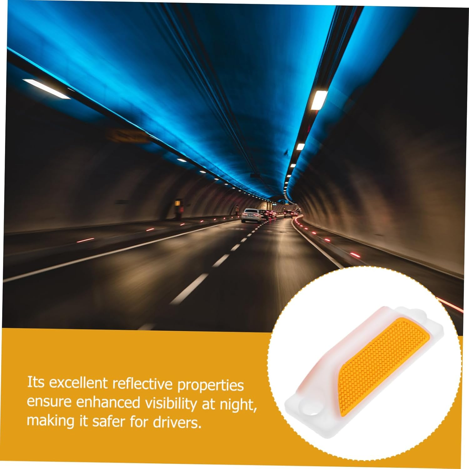 2Pcs Yellow Double-Strip Rectangular Road Reflectors 11.5X40Mm Reflective Delineators for Guardrail and Driveway Highways Pavement Markers image number 4