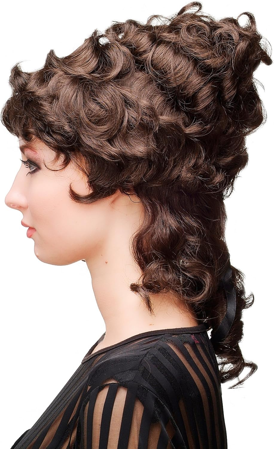 WIG ME up - L.Colonial.Lady-6 Historic Lady Quality Wig Baroque Victorian Colonal Era Beehive Ringlets Curled Chocolate Brown image number 1