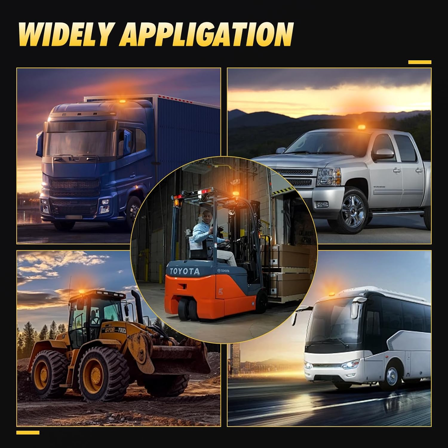 Kaidengzhe LED Strobe Lights with Magnetic, 8 Flash Modes Waterproof Beacon Light, 12V-24V Emergency Flashing Warning Car Top Lamp for Vehicle Forklift Truck Tractor Golf Carts UTV Car Bus, Amber image number 4