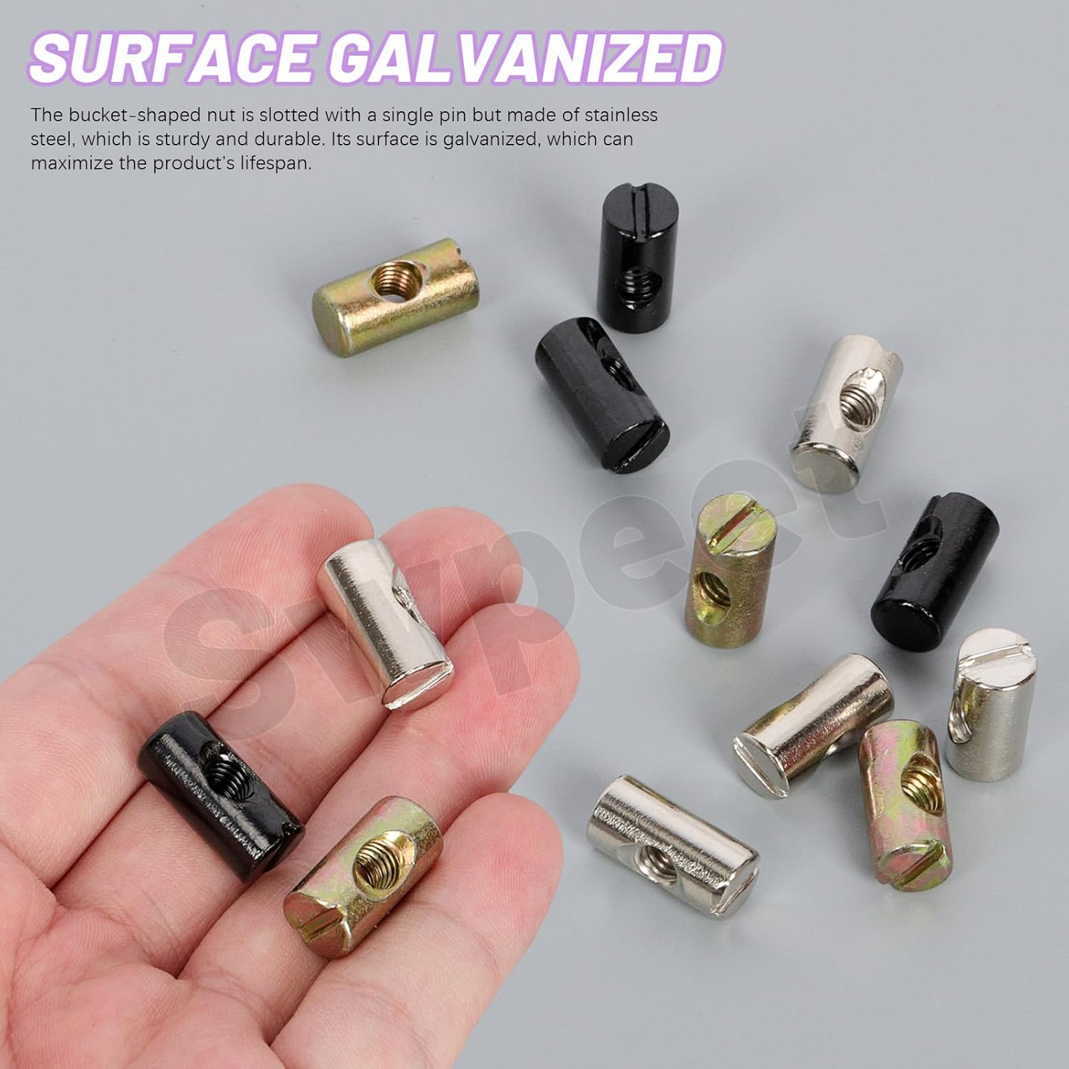 Swpeet 40Pcs Metric M6&times;20Mm Nickel Plated Barrel Nuts Kit,Cross Dowels Slotted Nut, Furniture Nuts Embedded Nut for Beds Crib Chairs Hardware Replacement