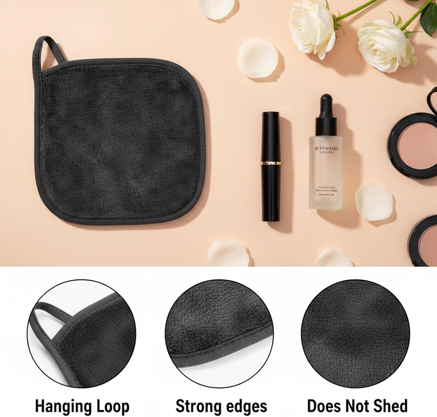 Reusable Makeup Remover Pads and Face Cloth for Gentle Cleansing, Microfiber Washcloths for Facial Cleansing and Makeup Removal - 12 Pack, 6X6 Inches, Grey - Ermaoo image number 1