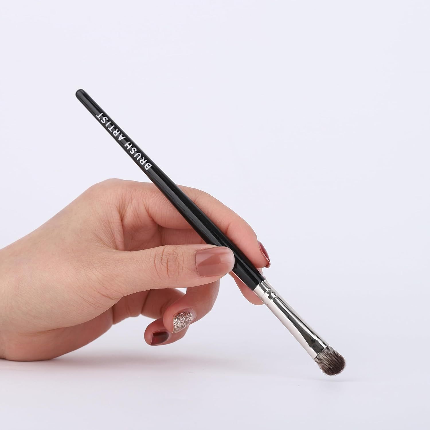 BRUSH ARTIST 12 Pcs Premium Synthetic Black Silver Makeup Brush Set with Foundation Sponge, Face Powder Brush, Contour Brush, Blush Brush, Eyeshadow Brush, Eyebrow Brush, Concealer Brush