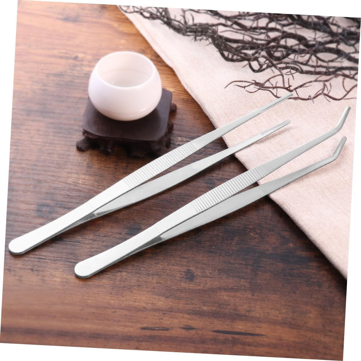 TOVINANNA 2Pcs Eyelash Bodkin Sewing Tool Handle Straight and Curved Nippers Angled Feeding Precision for Crafts Reptisoil Miss Bonsai round Head image number 1