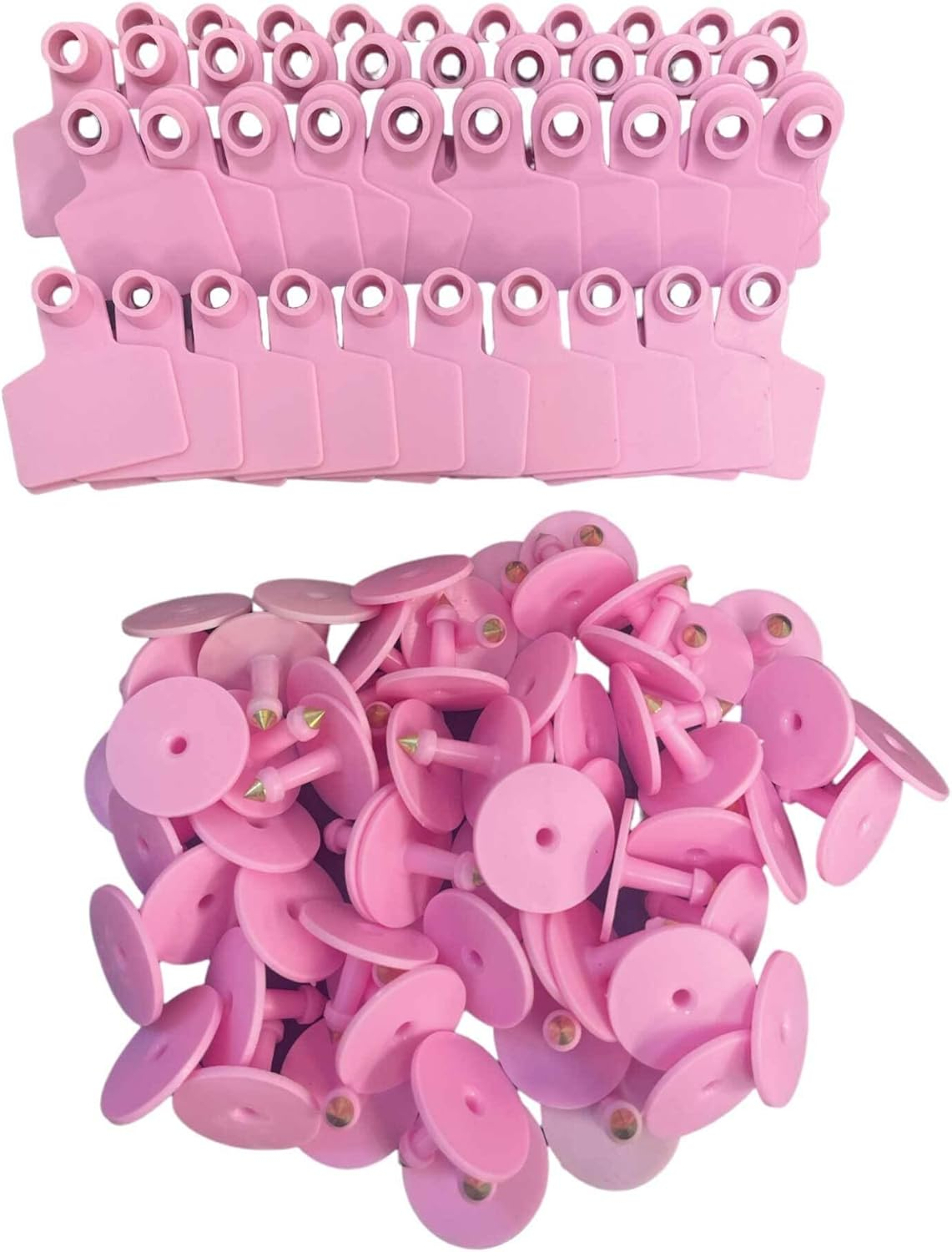 100X Cattle Ear Tags 5X4Cm Set - Small Pink Blank Sheep Pig Livestock Label image number 1