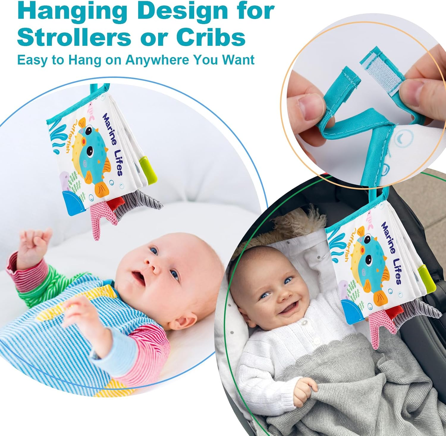 Jenilily Baby Soft Cloth Books, 2 Pack, Touch and Feel Bath Books for Newborn Infants image number 1